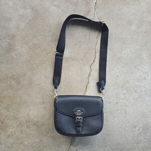 COACH Amelia Saddle Bag Shoulder Bag Leather CP107 Gold/Black